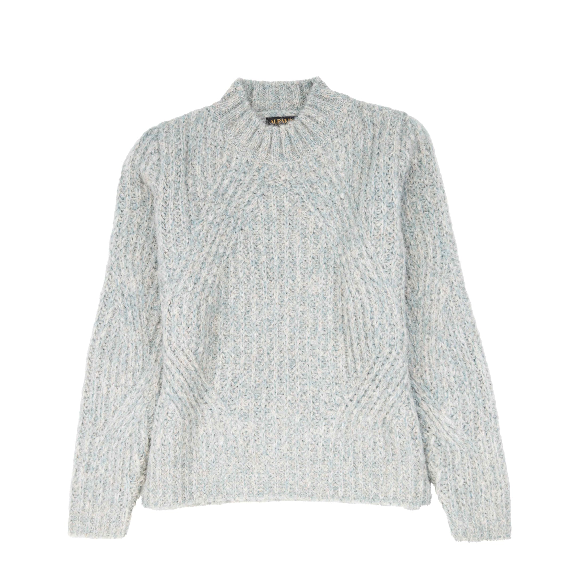 Kuscheliger Alpaka Wollpullover Elora für Damen in modernem hellblau von Alpakin – Frontalansicht
