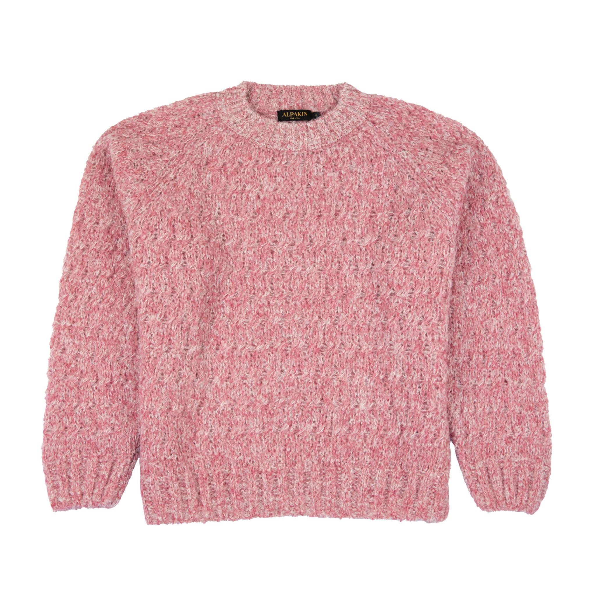 Alpaka Strickpullover mit Zopfmuster für Damen in rosa - gefertigt von Alpakin in Peru