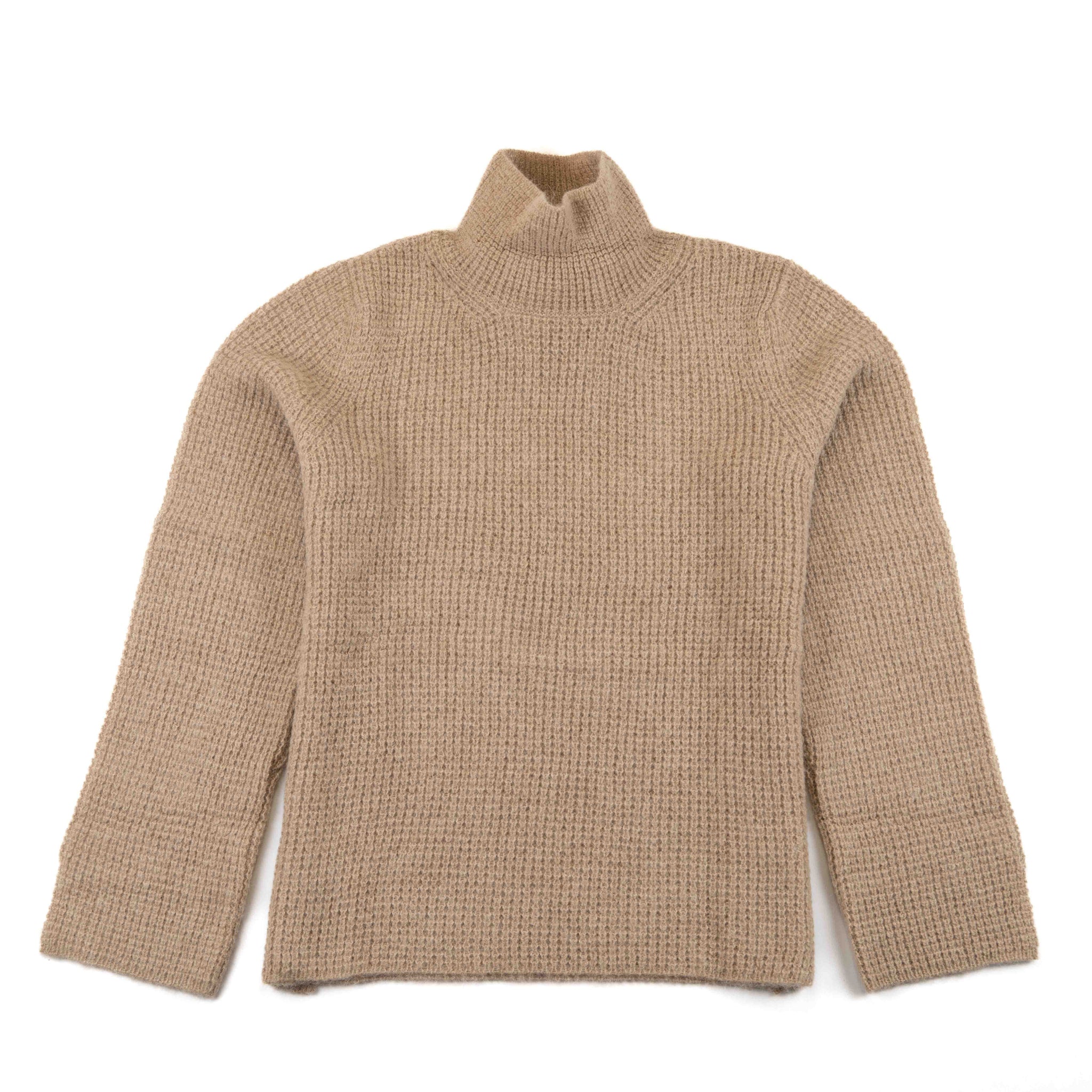 Warmer Alpaka Rollkragenpullover Nuna für Damen in hellbraun von vorne