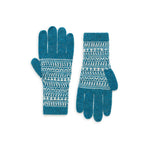 Dünne Alpaka Handschuhe für Damen und Herren von Alpakin mit Alpaka-Muster in dunkeltürkis