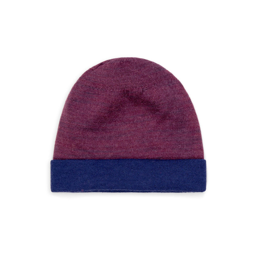 Alpaka Mütze Duocolor für Damen und Herren von Alpakin in purpur und blau
