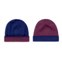 Alpaka Mütze Duocolor für Damen und Herren von Alpakin in purpur und blau sowie blau und purpur