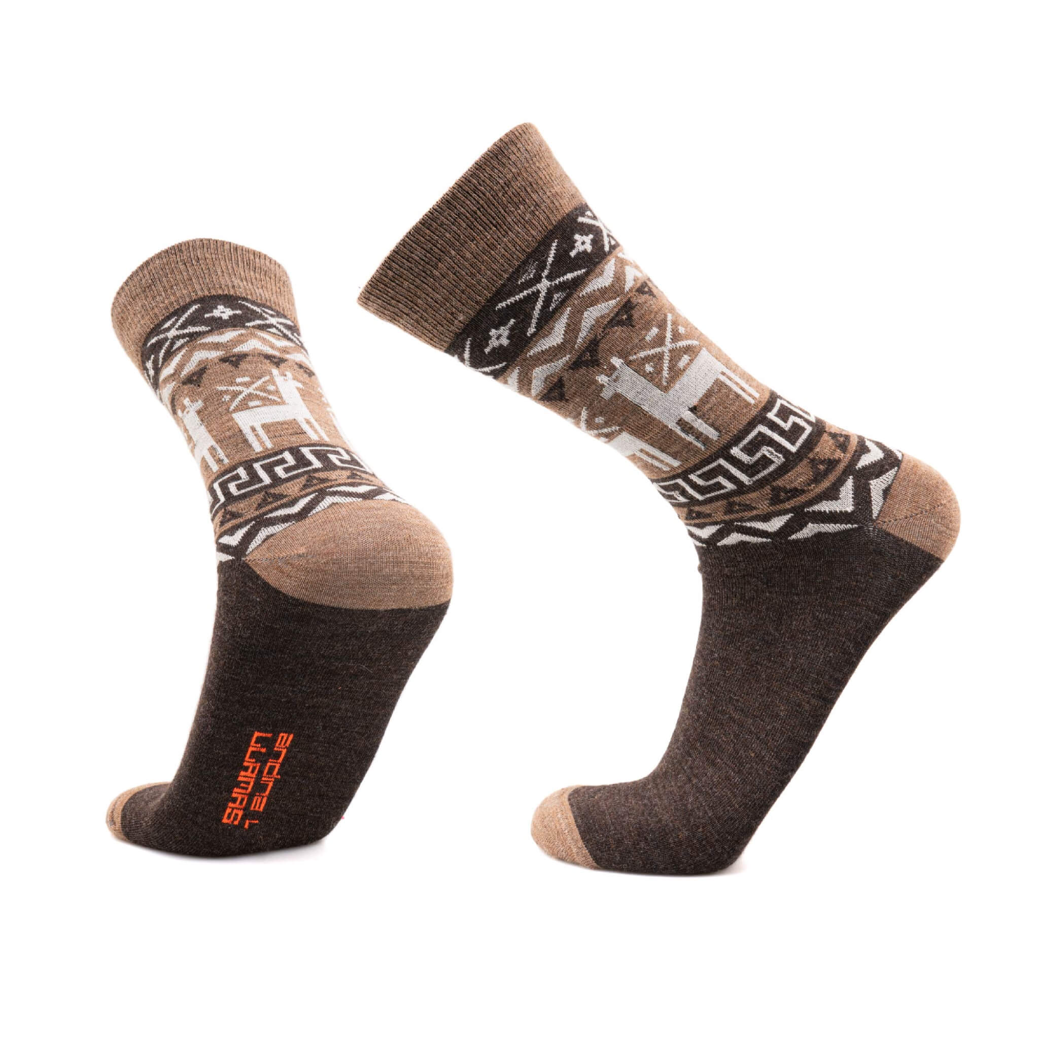 Alpaka Socken mit Alpaka Motiv für Damen und Herren von Alpakin in dunkelbraun