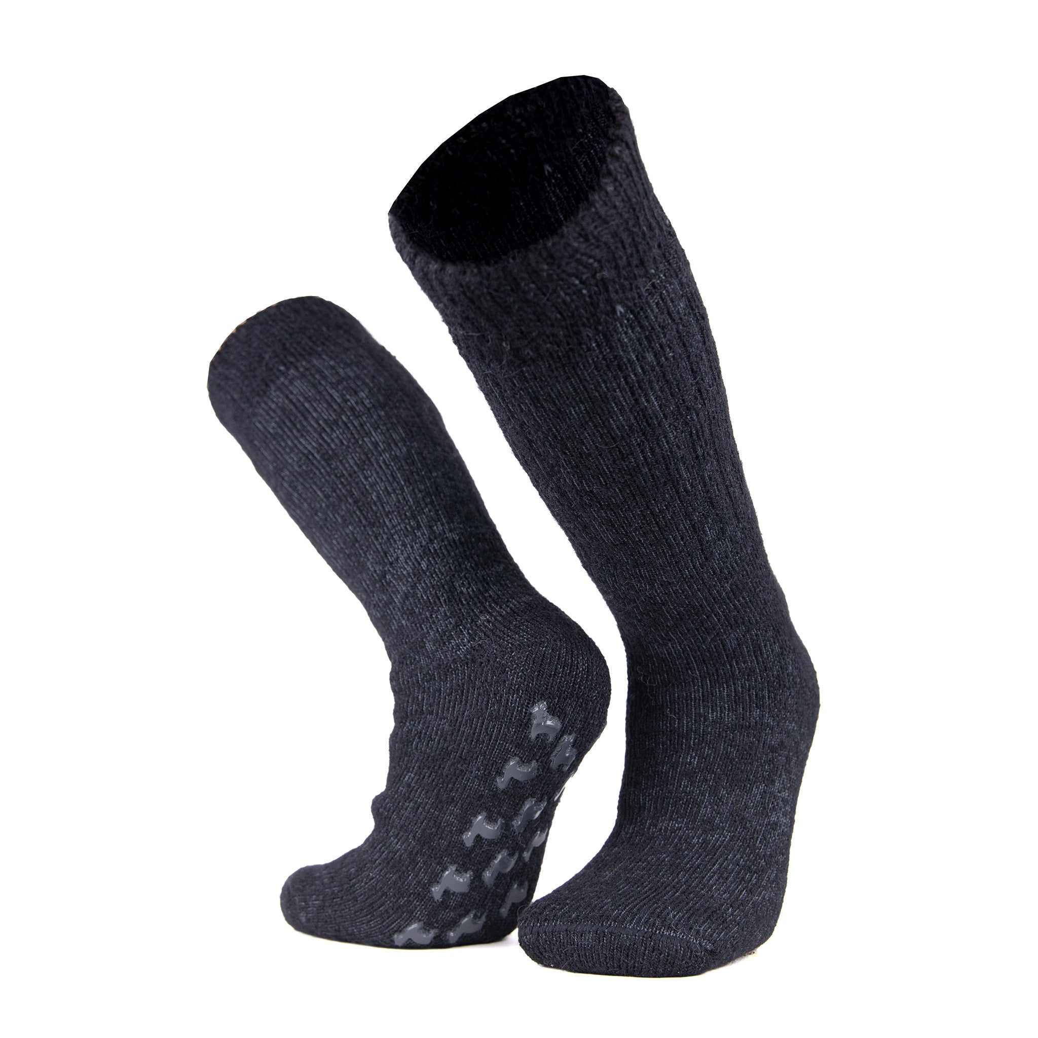 Alpaka Stoppersocken mit niedlichen Alpakas in schwarz vor weißem Hintergrund