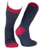 Stylische Alpaka Thermosocken in dunkelgrau mit dunkelroten Farbakzenten
