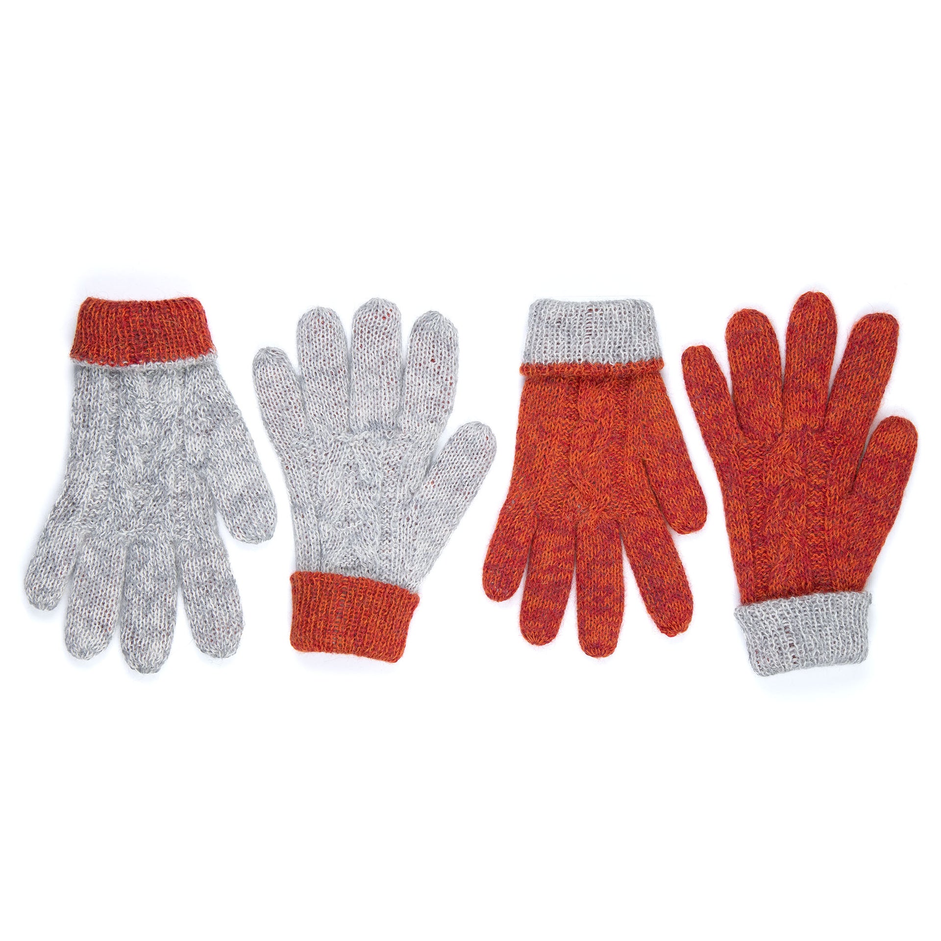 Warme Alpaka Handschuhe mit Zopfmuster