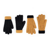 Handgemachte Alpaka Handschuhe in senfgelb und schwarz von Alpakin - beidseitig tragbar