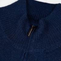 Alpakin Katari Alpaka Pullover für Herren mit Reißverschluss in dunkelblau Reißverschluss nah