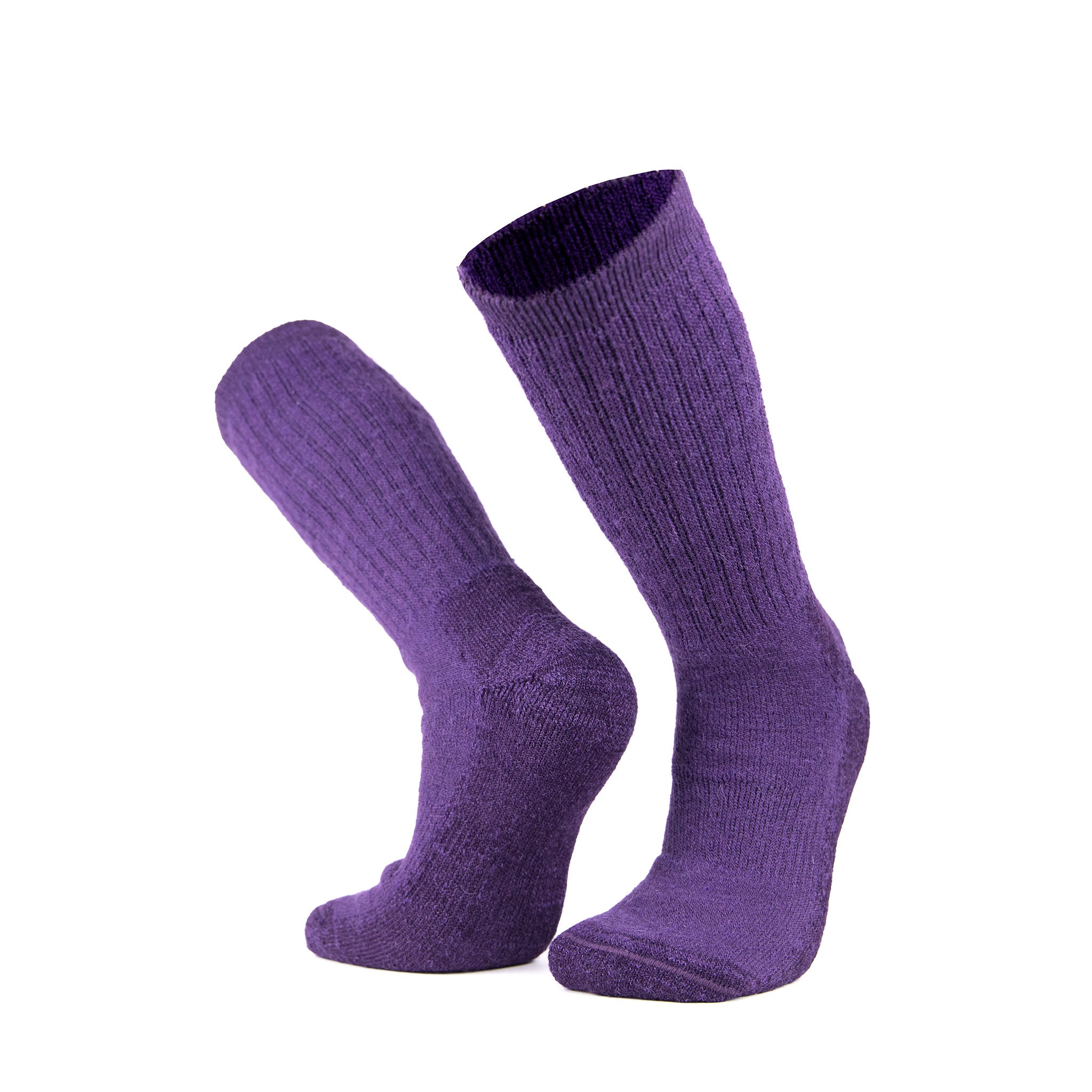 Alpaka Wandersocken in dunkellila für ein angenehmes Fußklima, ohne Frieren oder Schwitzen