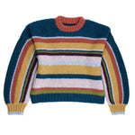 Cusi bunter Alpaka Pullover für Damen von vorne vor weißem Hintergrund