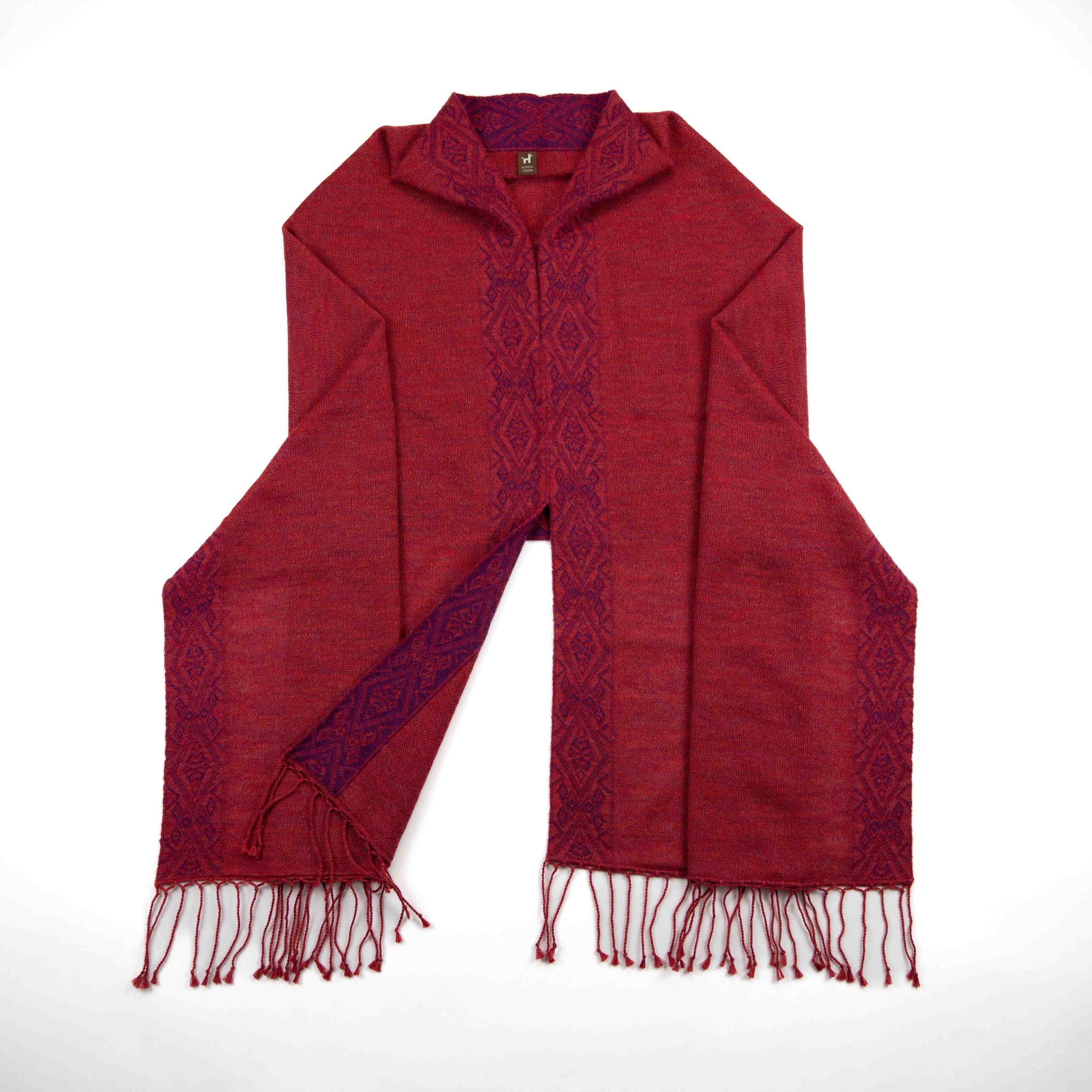 FLOR Alpaka Poncho Schal für Damen von Alpakin in rot von vorne