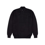 Alpaka Pullover Troyer in klassischem schwarz von vorne