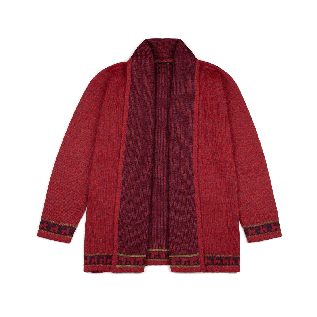 Alpaka Poncho für Damen Kimono in rot von vorne von Alpakin