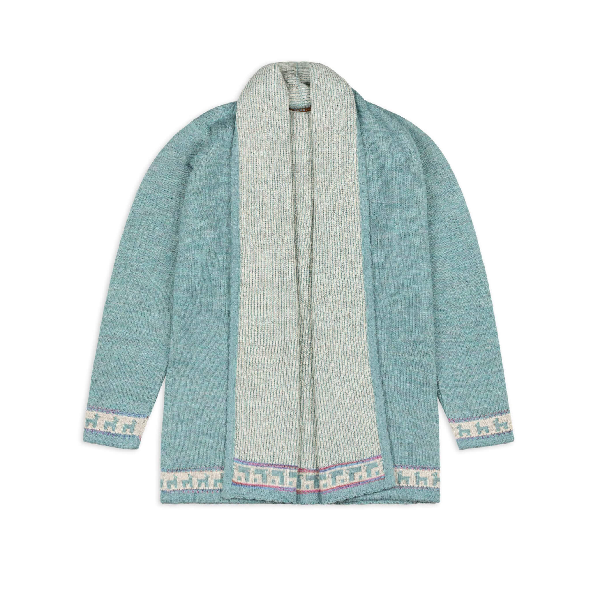 KIMONO Alpaka Poncho für Damen von Alpakin in türkis von vorne