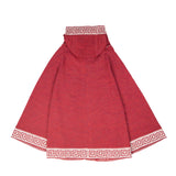 LUZ Alpaka Poncho mit Kapuze für Damen von Alpakin in rot von hinten