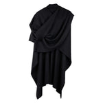 Eleganter Puma Alpaka Poncho mit Kragen für Herren in schwarz