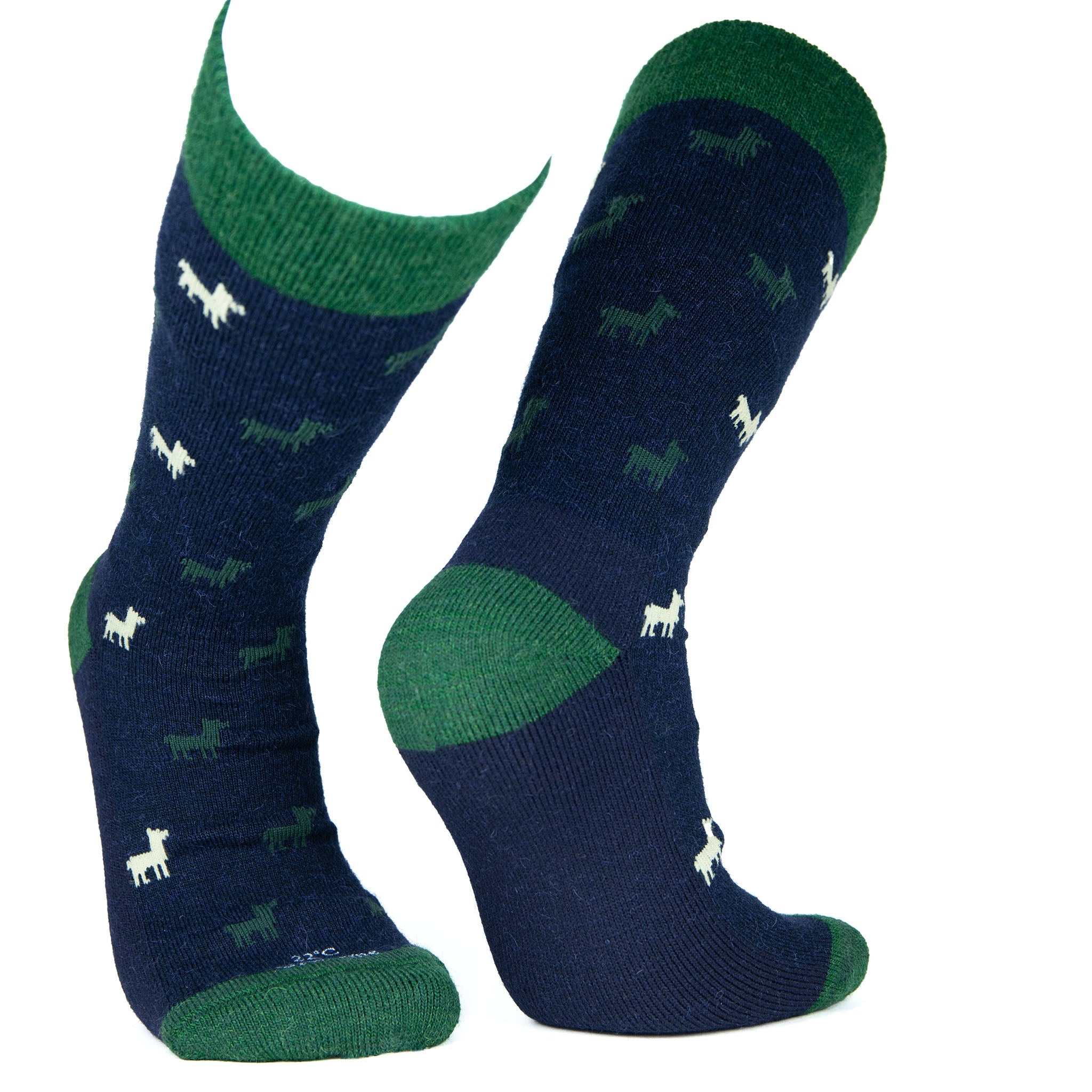 Socken mit Alpaka Motiv in dunkelblau