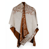 TAMAYA Alpaka Poncho für Damen von Alpakin in dunkelorange zweite Seite von vorne