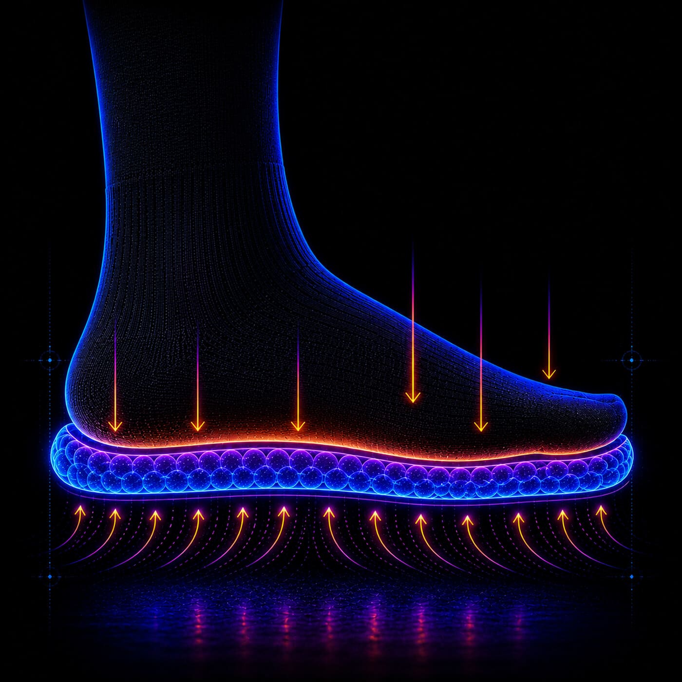 Komplett verstärkter Fußbereich der Socken mit Alpaka Motiv für ein Laufgefühl wie auf Wolken