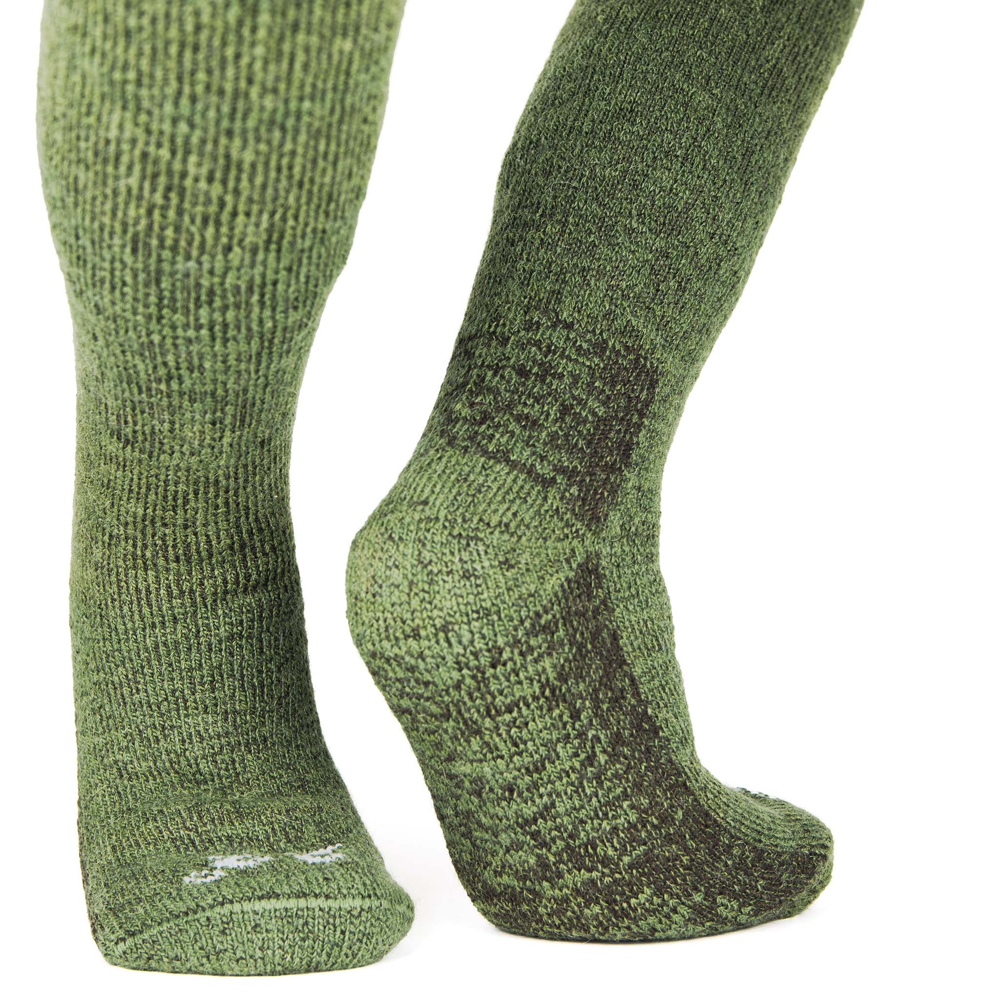 Thermo Kniestrümpfe aus Alpakawolle in Farbe Olive