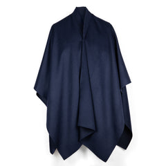 Alpaka Poncho Jacke mit Kragen Tupac von Alpakin in dunkelblau - Vorderansicht